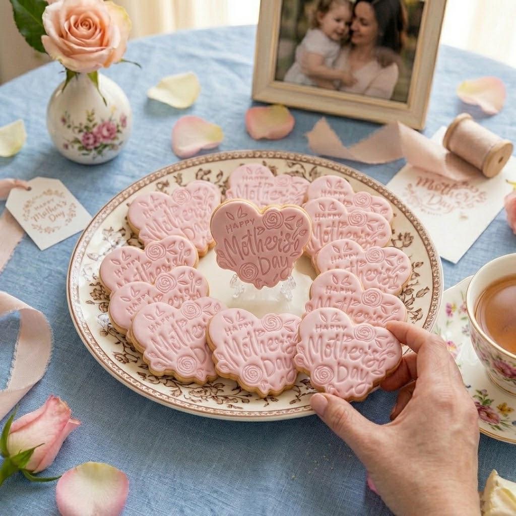 Happy Mother's Day With Roses Cookie Cutter Stamp, MAMA Cookie, Custom Mom, Fondant Cutter, Mother's Day Gifts, Love You Mom, Mom Floral