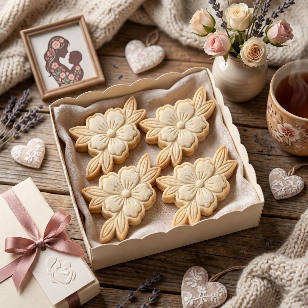 Flower Mother's Day Cookie Cutter & Stamp, Grandma Flower Cookie Stamp, Floral Mom Cookie Cutter