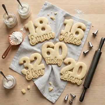 Birthday Number Cookie Cutter and Stamp with Name, Custom Name Cookie Cutter, Personalized Age Cookie Stamp, Birthday Cookie Cutter