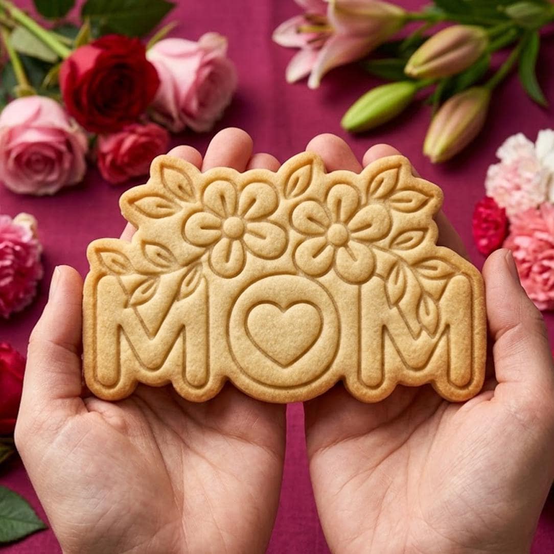 Mom With Flower Cookie Cutter Stamp, MAMA Cookie, Custom Mom, Fondant Cutter, Mother's Day Gifts, Grandma Cookie Cutter, Mom Floral Cutter