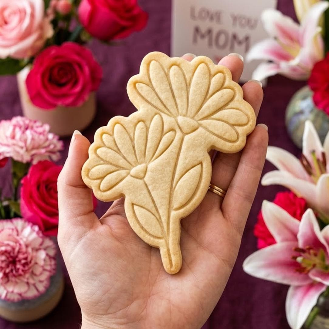 Daisy Branch Cookie Cutter Stamp, MAMA Cookie, Custom Mom, Fondant Cutter, Mother's Day Gifts, Grandma Cookie Cutter, Mom Floral