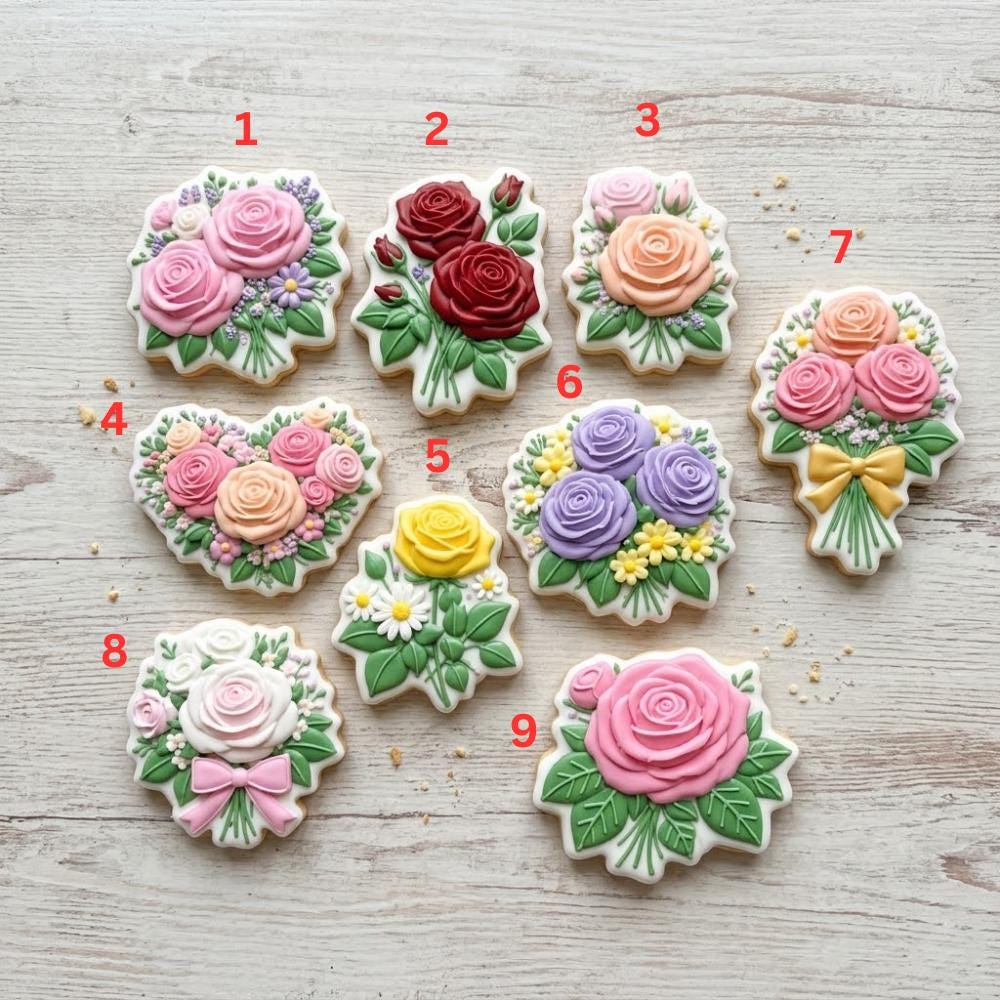 Rose Flower Bouquet Cookie Cutter Set, Mother's Day Cookie Cutter, Spring Mama Garden Cookie Cutter