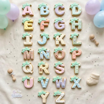 Baby Bow Alphabet Cookie Cutter and Stamp, ABC Letter Cookie Cutter, Baby Shower Cookie Stamp, Baby Birthday Cookie Cutter