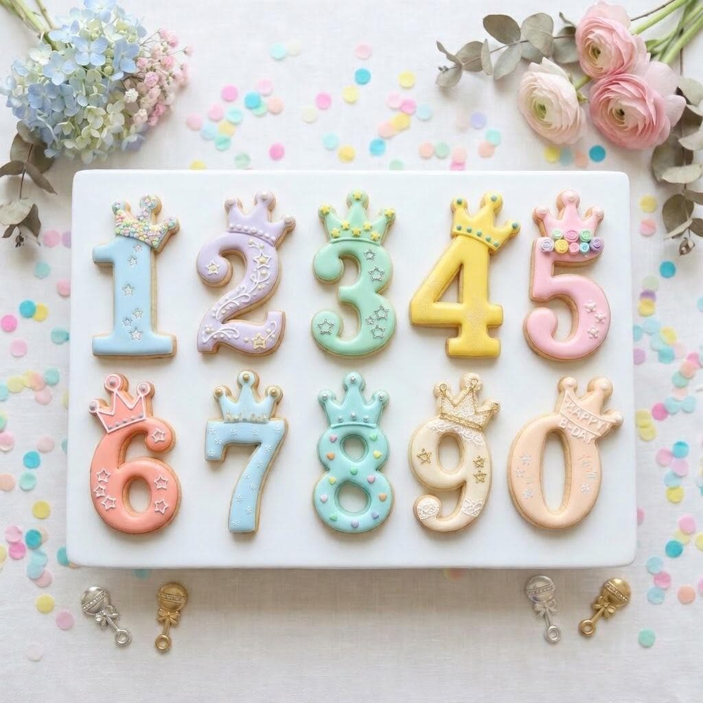 Crown Number 0-9 Cookie Cutter, Birthday Number Cookie Cutter Set, Crown Baby Shower Cookie Set