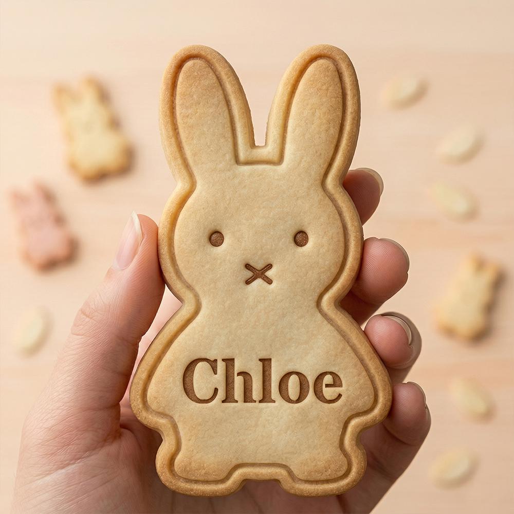 Custom Name Bunny Cookie Cutter, Polymer Clay Cutter, Easter Party Decor, Sweet Baking, Polyclay for Kids Birthday, Personalized Bunny Gift