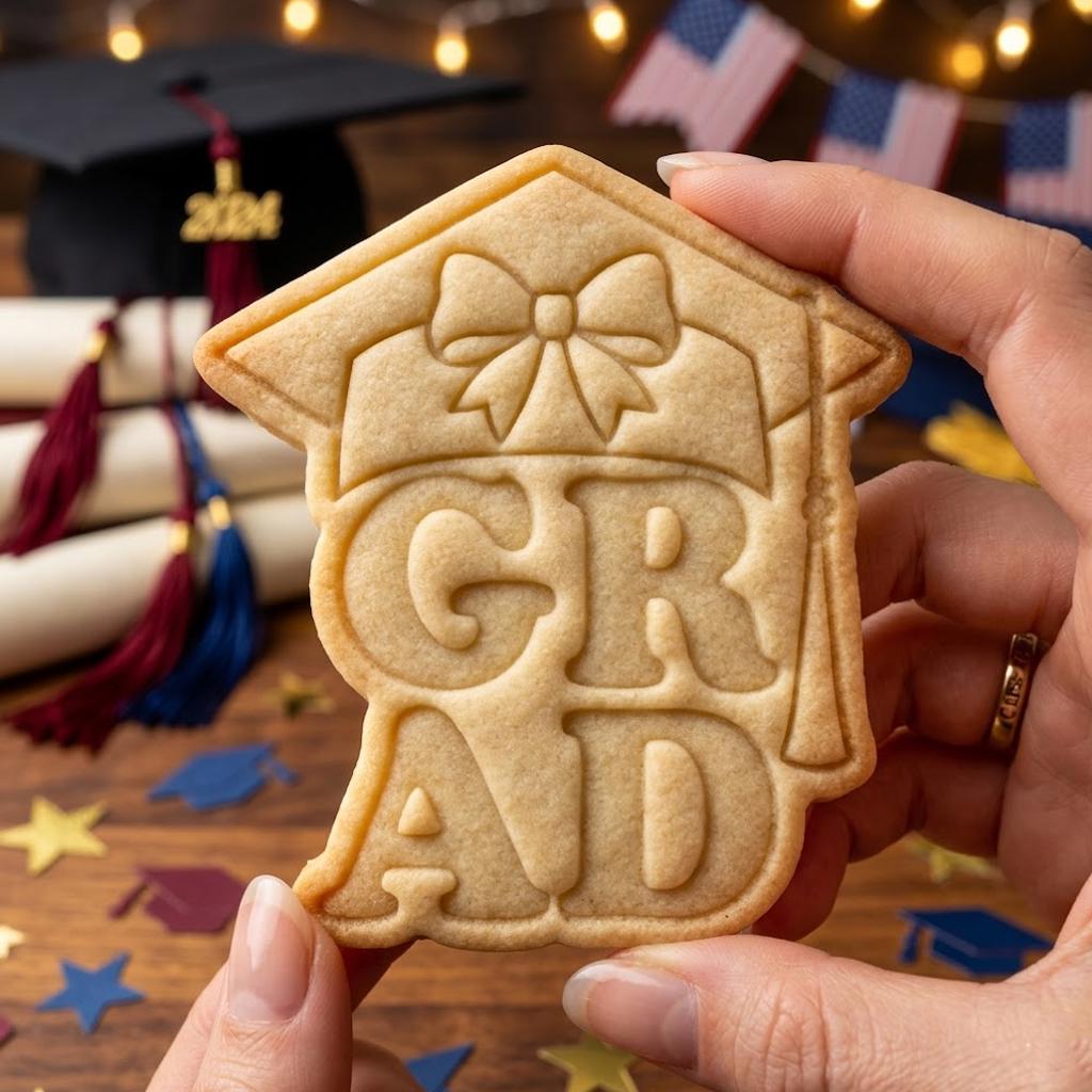 Grad 2026 With Cap Bow Cookie Cutter Stamp, Class of 2026 Cookie Cutter, Grad Cookie Stamp, Senior 2026 Cutter, Gift For Grad