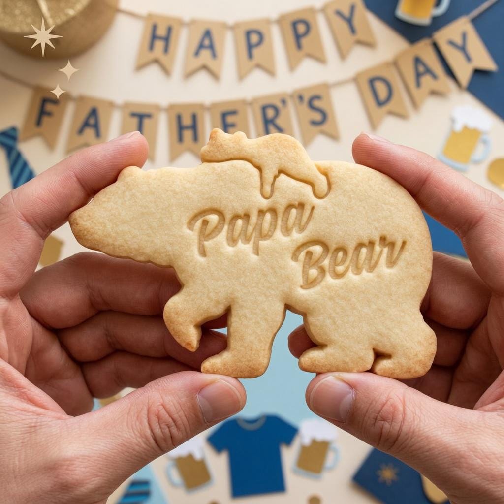 Papa Bear Cookie Cutter and Stamp, Father's Day Cookie Stamp, Bear Family Daddy Cookie Cutter