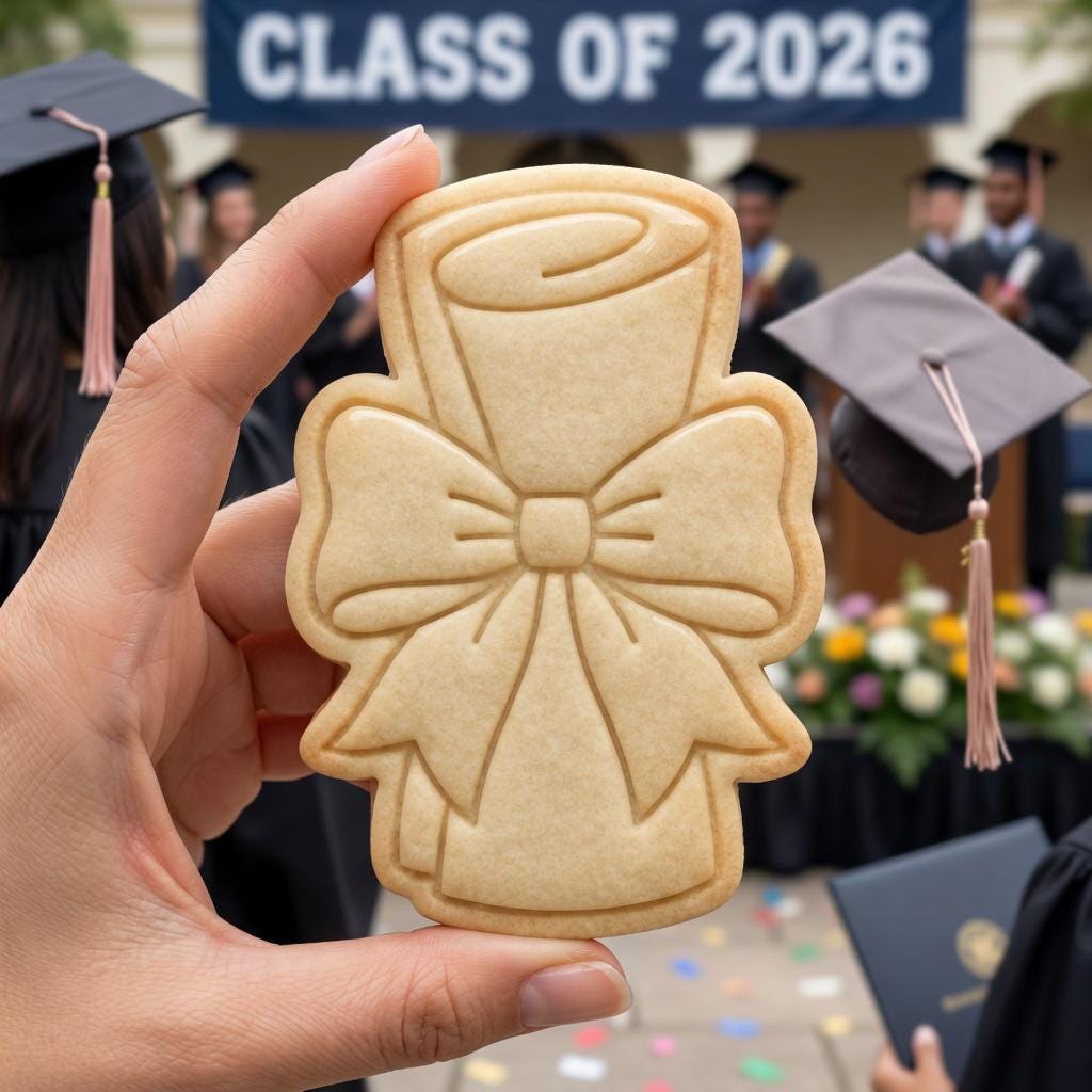 Graduation Diploma Bow Cookie Cutter & Stamp, Class of 2026 Cookie Cutter, Diploma Grad Cookie Stamp