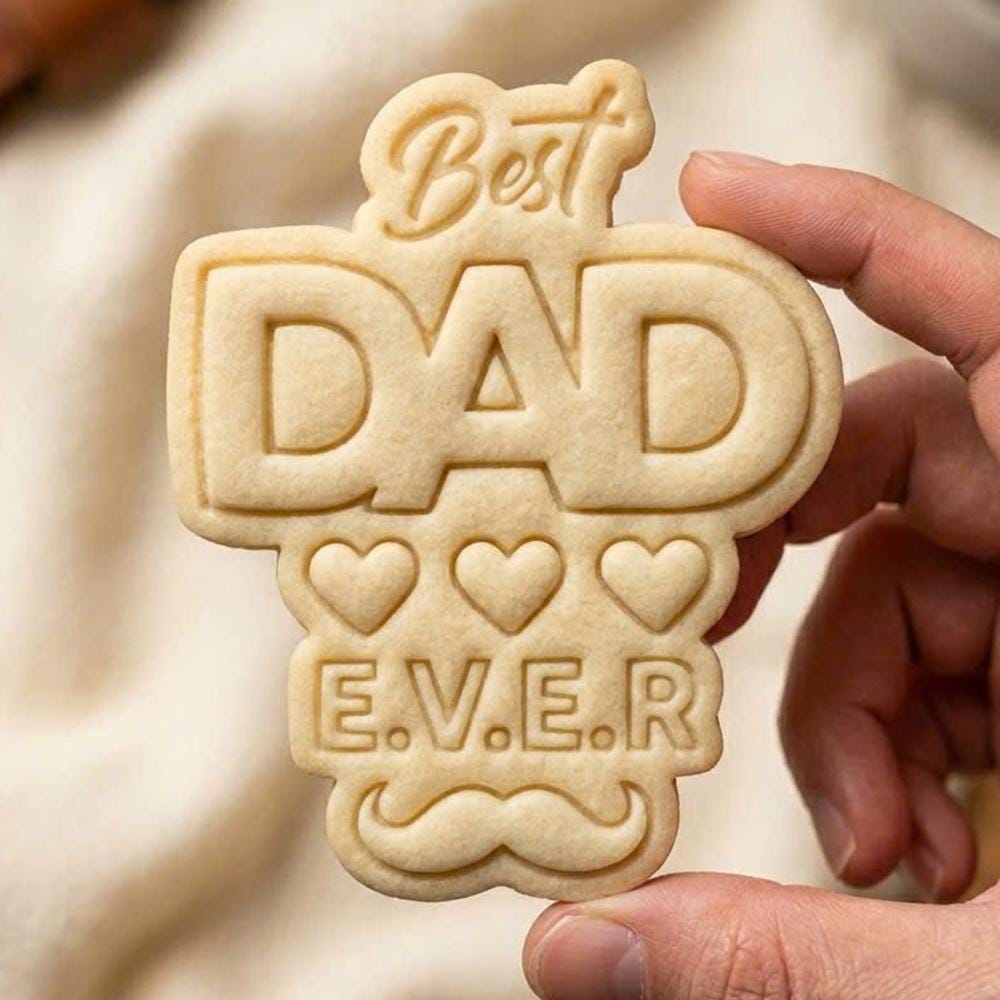 Best Dad Ever Cookie Cutter, Father's Day Mustache Stamp, Polymer Clay Cutter, Dad Birthday Gift Mold, Heart Plaque Tool, Polyclay , DIY