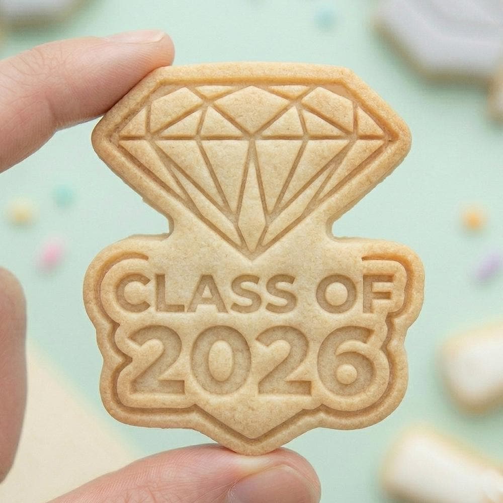 Diamond Class of 2026 Cookie Cutter, Graduation Diamond Stamp, Polymer Clay Cutter, Senior 2026 Party Decor, Polyclay Mold, Baking Tool