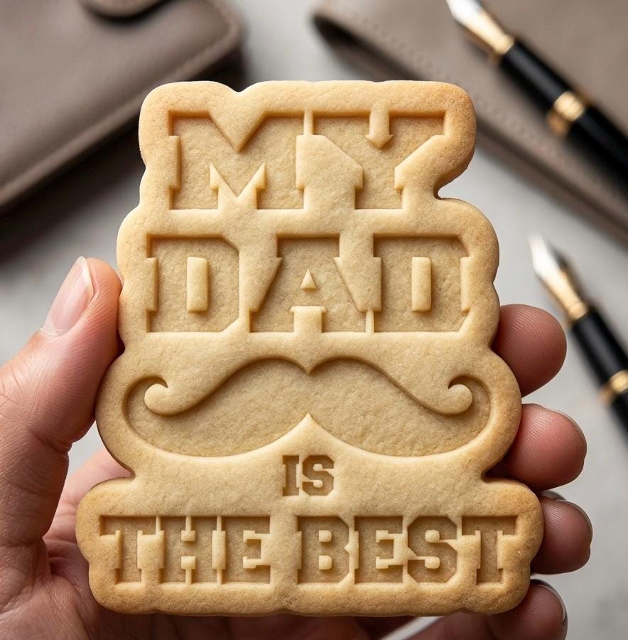 Happy Father's Day Dad Cookie Cutter, Mustache Bowtie Stamp, Polymer Clay Cutter, Dad Birthday Gift Mold, Plaque Tool, Polyclay Cutter, DIY