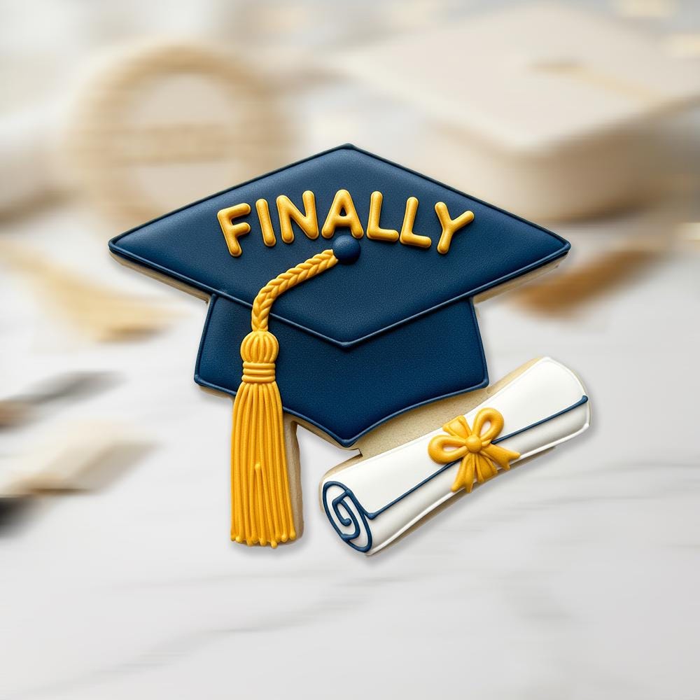 Finally Graduation Cookie Cutter, Grad Cap and Diploma Stamp, Polymer Clay Cutter, Senior 2026 Party Decor, Polyclay Mold, Graduation Gift