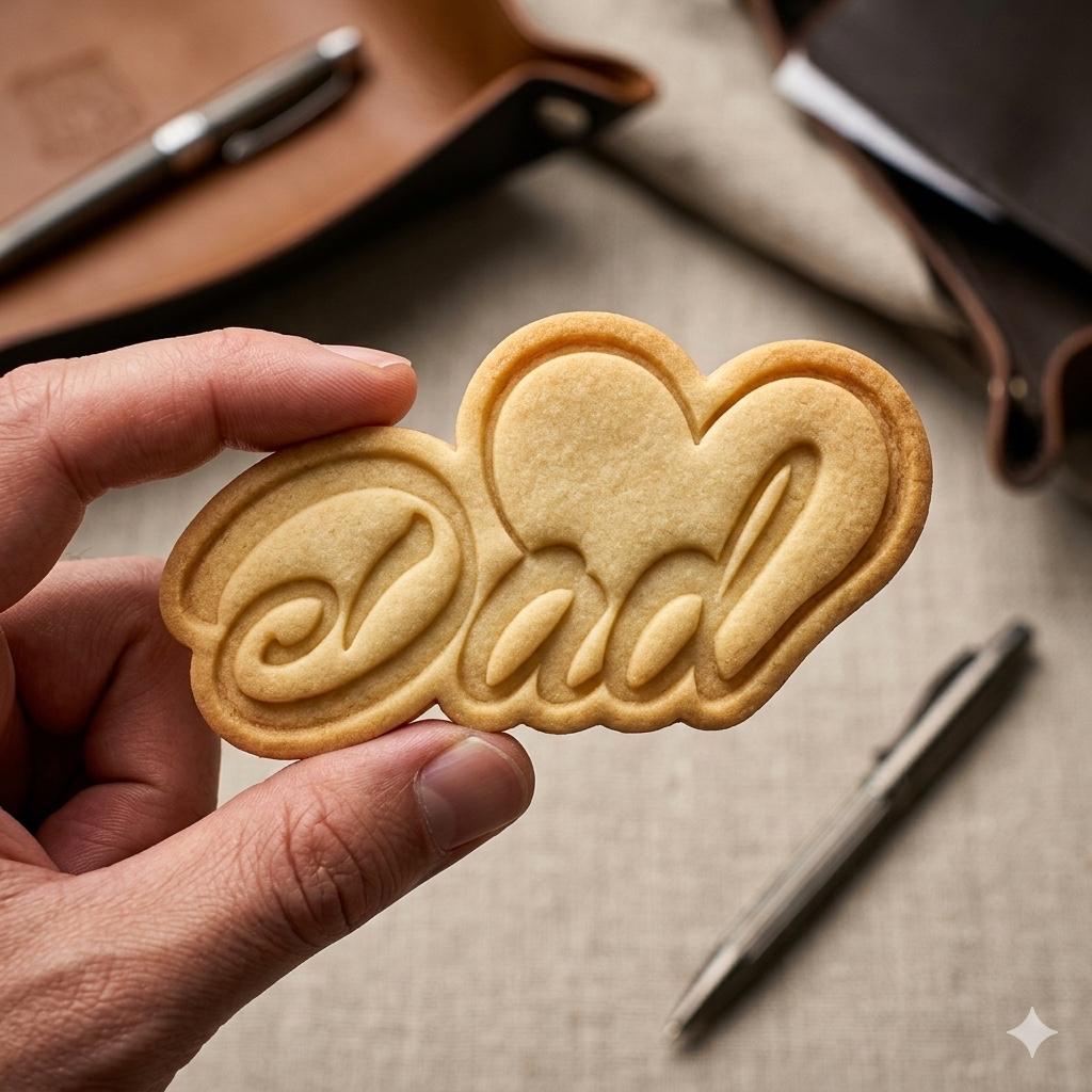 Dad Heart Cookie Cutter, Script Dad Lettering Stamp, Polymer Clay Cutter, Father's Day Love Gift Mold, Cursive Dad Tool, Polyclay DIY Craft