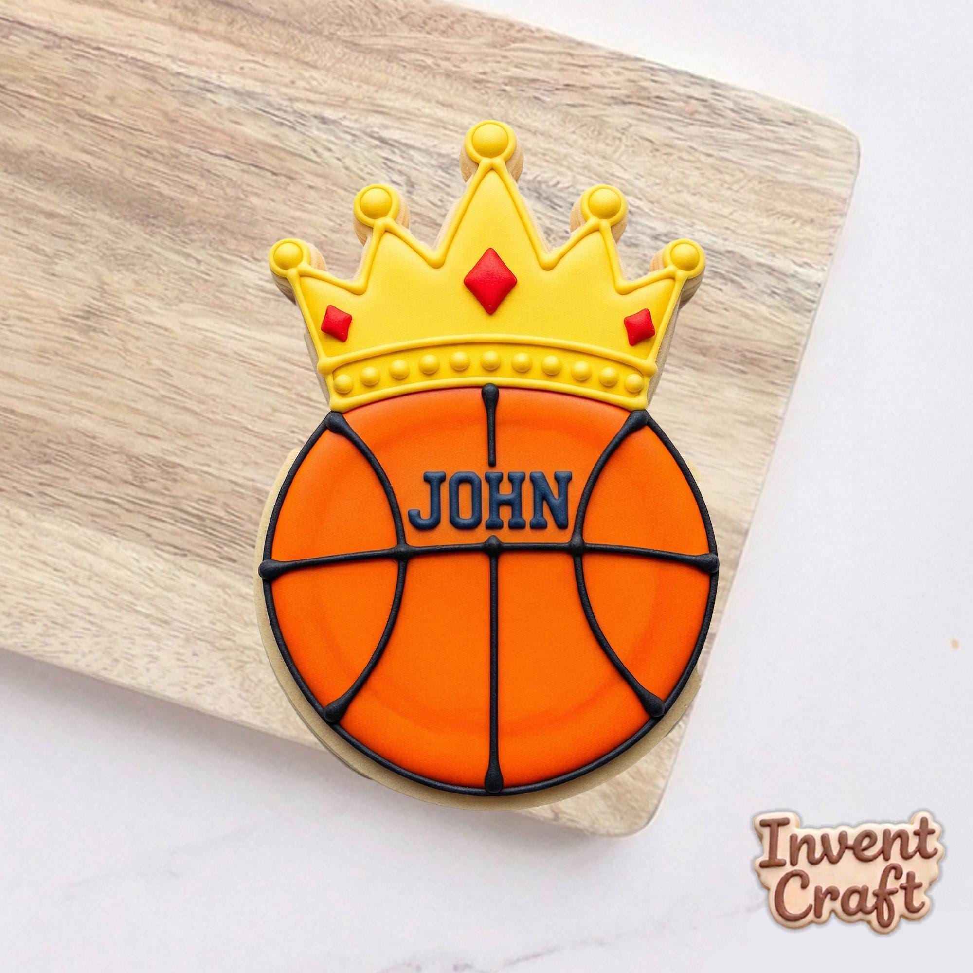 Basketball King Cookie Cutter, Crown Basketball, Polymer Clay Cutter, King of the Court Mold, Sports Birthday Party, Polyclay Cutter