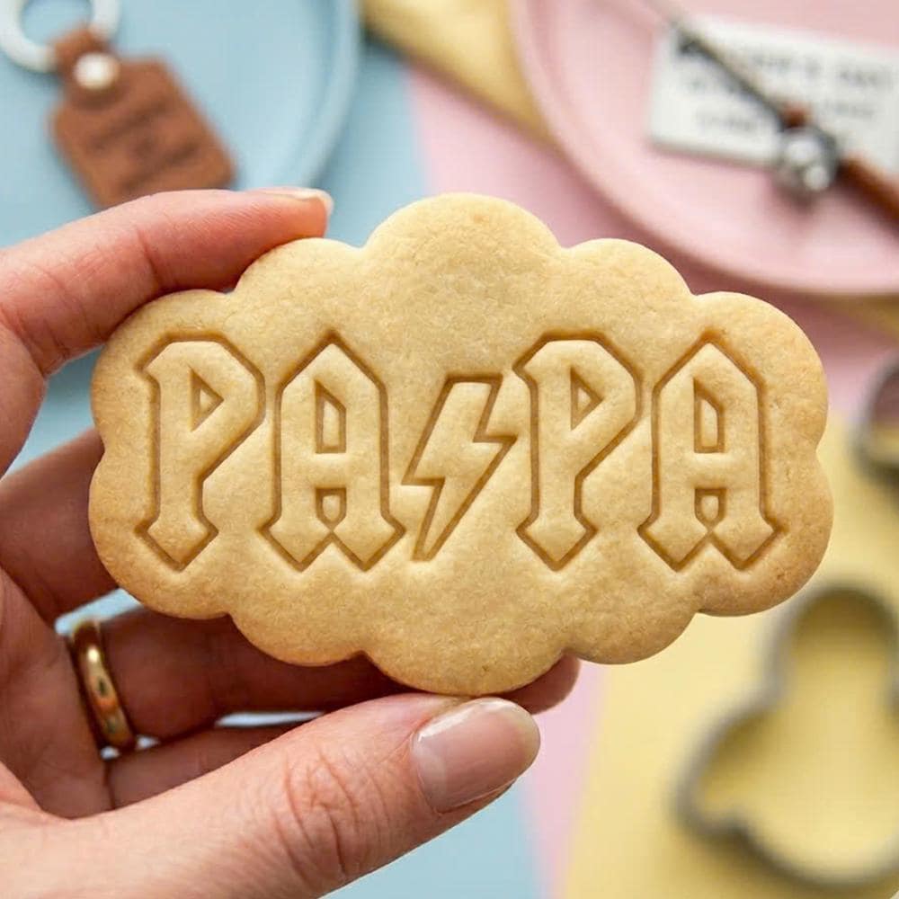 Rock Star Papa Cookie Cutter, Lightning Bolt Dad Stamp, Polymer Clay Cutter, Father's Day Music Gift, Papa Plaque Tool, Polyclay DIY Craft