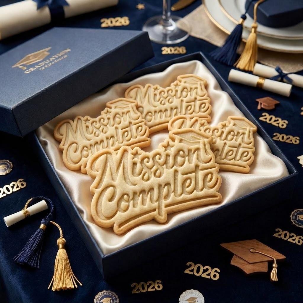 Mission Complete Graduation Cookie Cutter and Stamp, Graduation 2026 Cookie Cutter, Grad Party Cookie Stamp, Class of 2026 Cookie