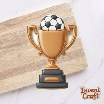 Soccer Trophy Cookie Cutter, Football Championship Stamp, Polymer Clay Cutter, Sports Winner Party Favor, Polyclay Mold, DIY Baking Tool
