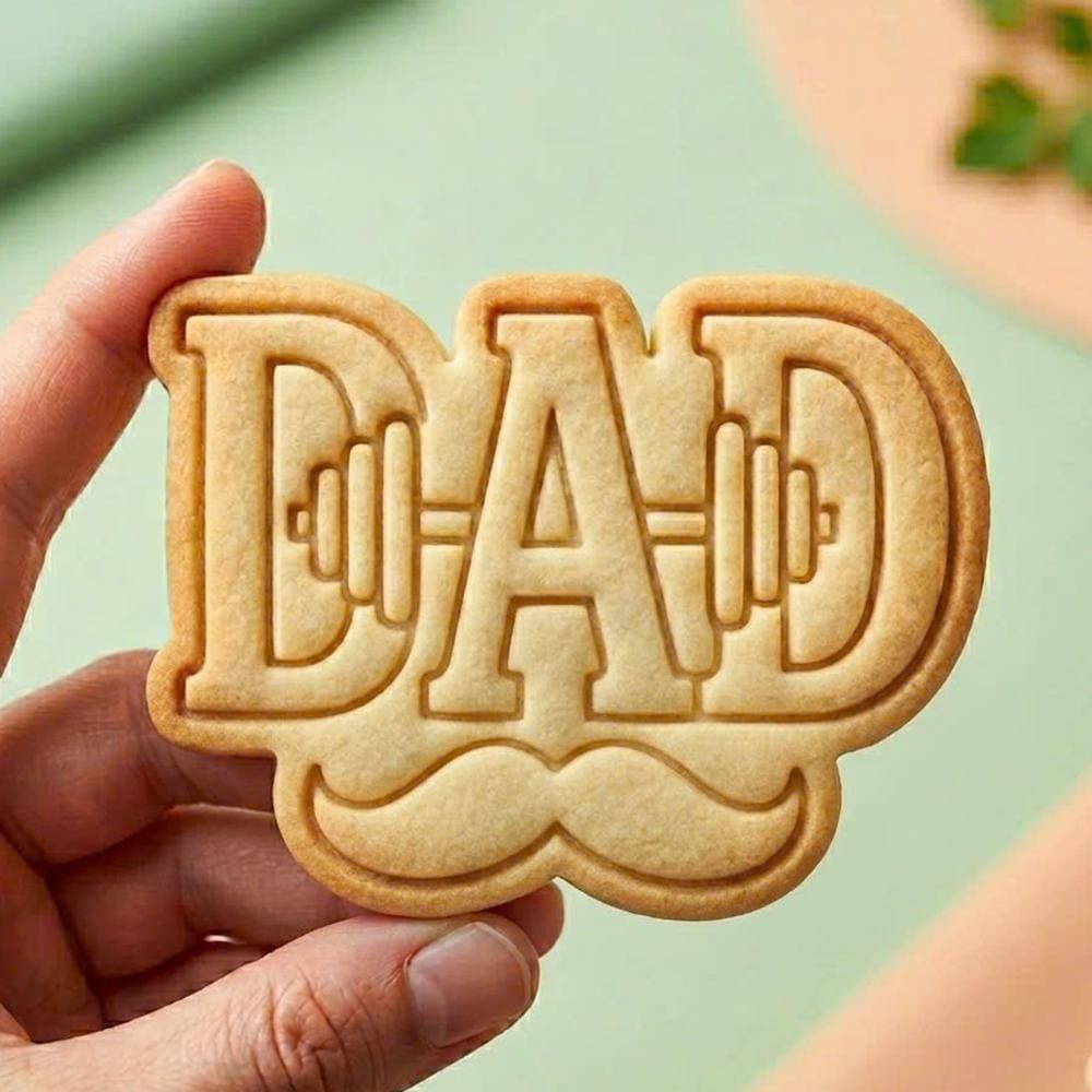 Gym Dad Cookie Cutter, Barbell Father's Day Stamp, Polymer Clay Cutter, Workout Dad Gift Mold, Fitness Plaque Tool, Polyclay DIY Craft Tool