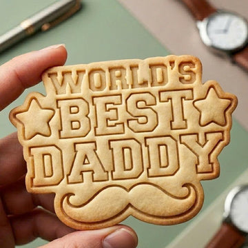 World's Best Daddy Cookie, Star Mustache Stamp, Polymer Clay Cutter, Father's Day Award Mold, Papa Plaque Tool, Polyclay DIY Craft Tool