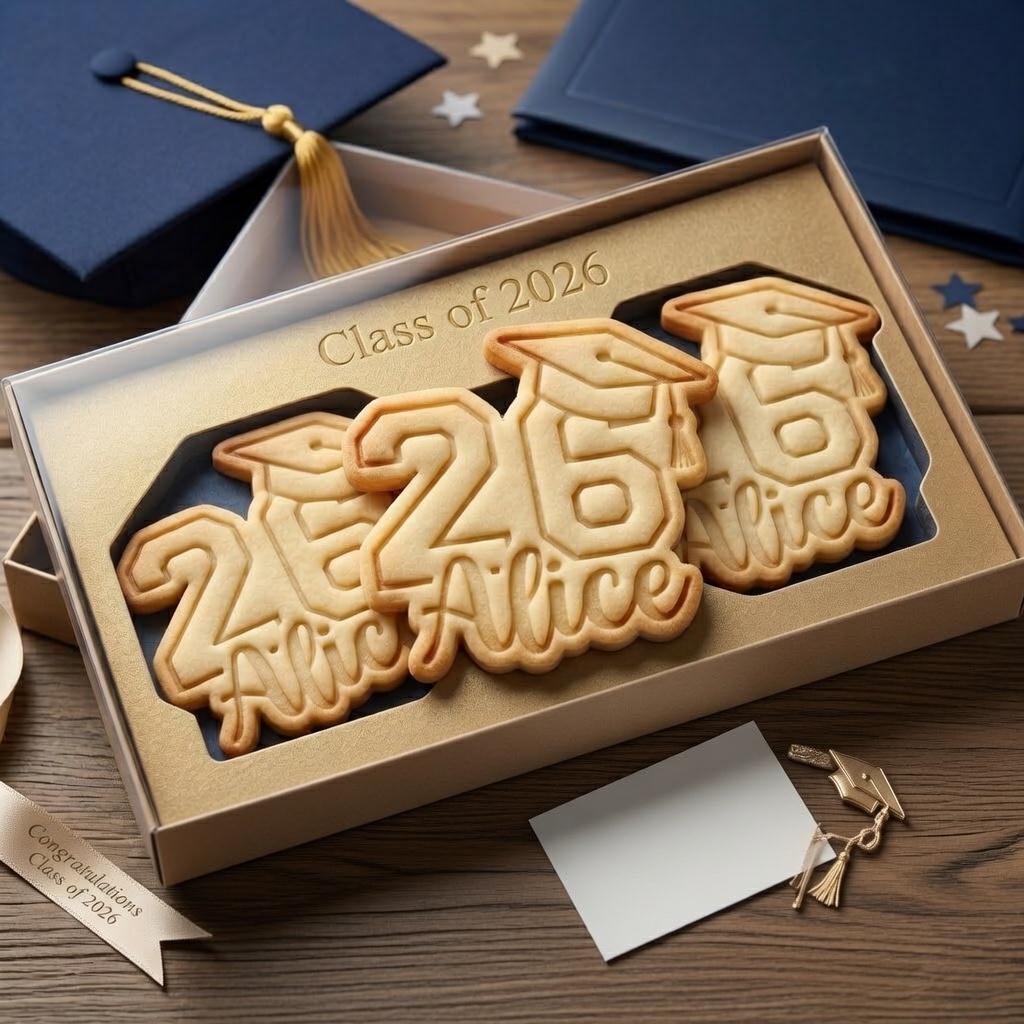 Custom Name Grad 26 Cookie Cutter & Stamp, Class of 2026 Cookie Cutter, Custom Year Senior Graduation Cookie Stamp