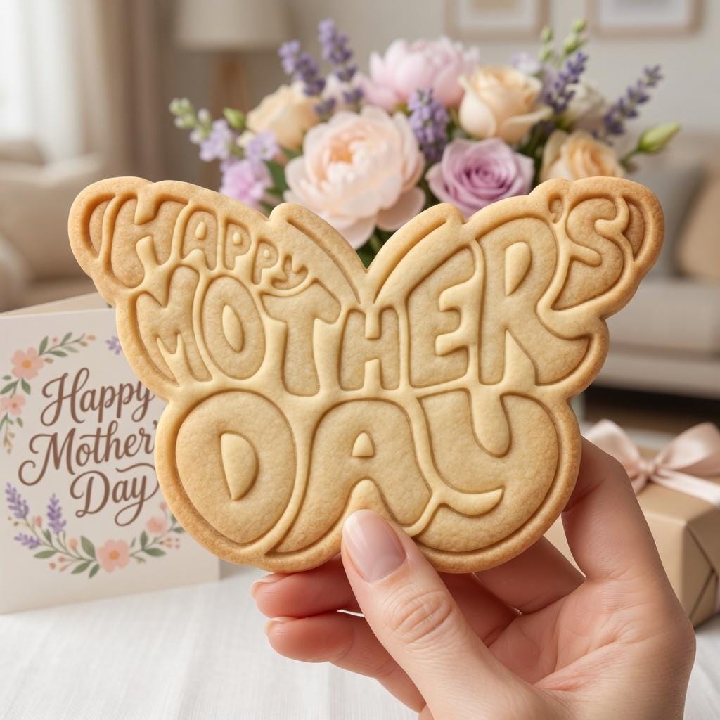 Happy Mother's Day Cookie Cutter and Stamp, Mama Butterfly Cookie Stamp, Mom Butterfly Cookie Cutter