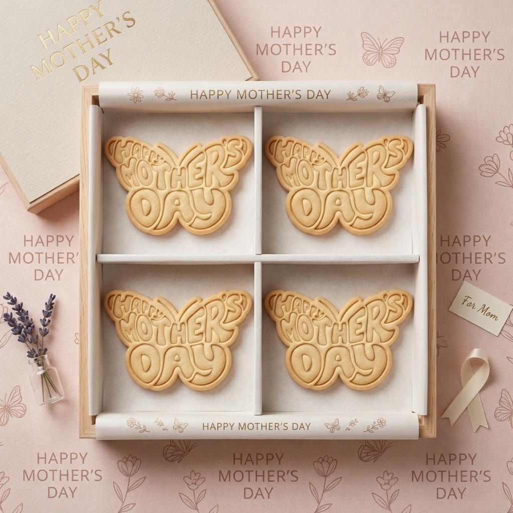 Happy Mother's Day Cookie Cutter and Stamp, Mama Butterfly Cookie Stamp, Mom Butterfly Cookie Cutter