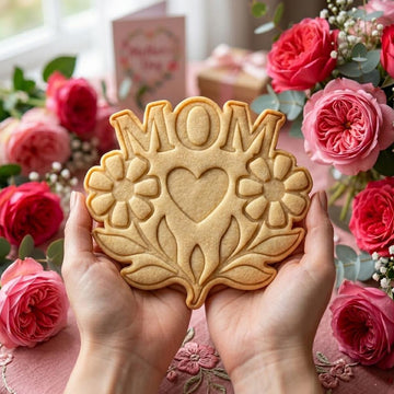 Mom With Heart Flower Cookie Cutter Stamp, MAMA Cookie, Custom Mom, Fondant Cutter, Mother's Day Gifts, Grandma Cookie Cutter