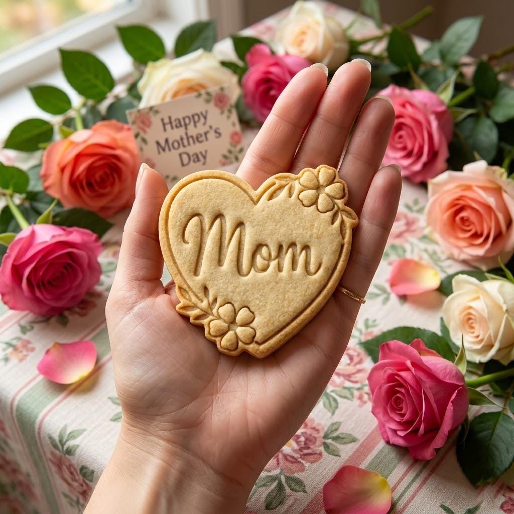 Custom Text Heart Flower Cookie Cutter Stamp, MAMA Cookie, Custom Mom, Fondant Cutter, Mother's Day Gifts, Grandma Cookie Cutter