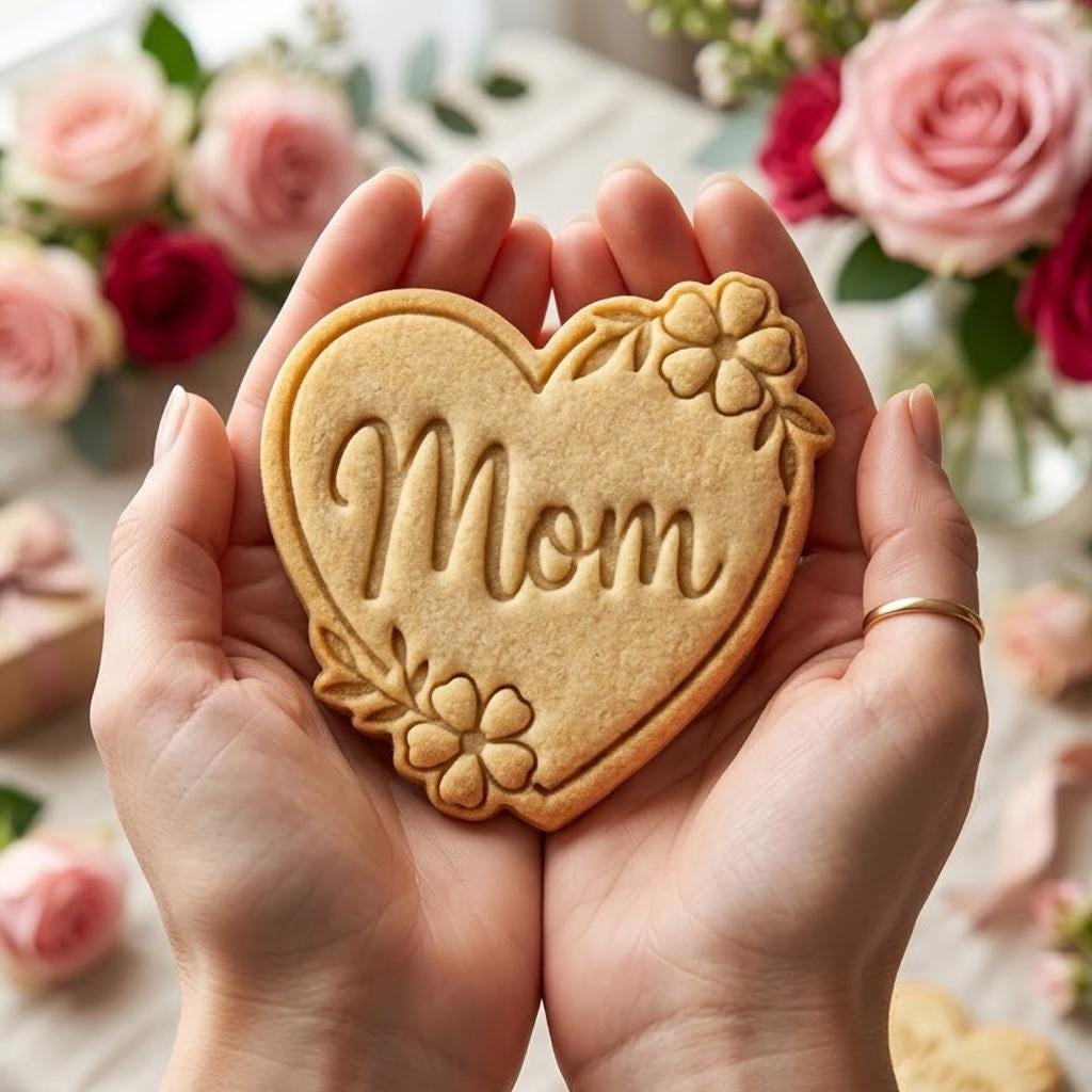 Custom Text Heart Flower Cookie Cutter Stamp, MAMA Cookie, Custom Mom, Fondant Cutter, Mother's Day Gifts, Grandma Cookie Cutter