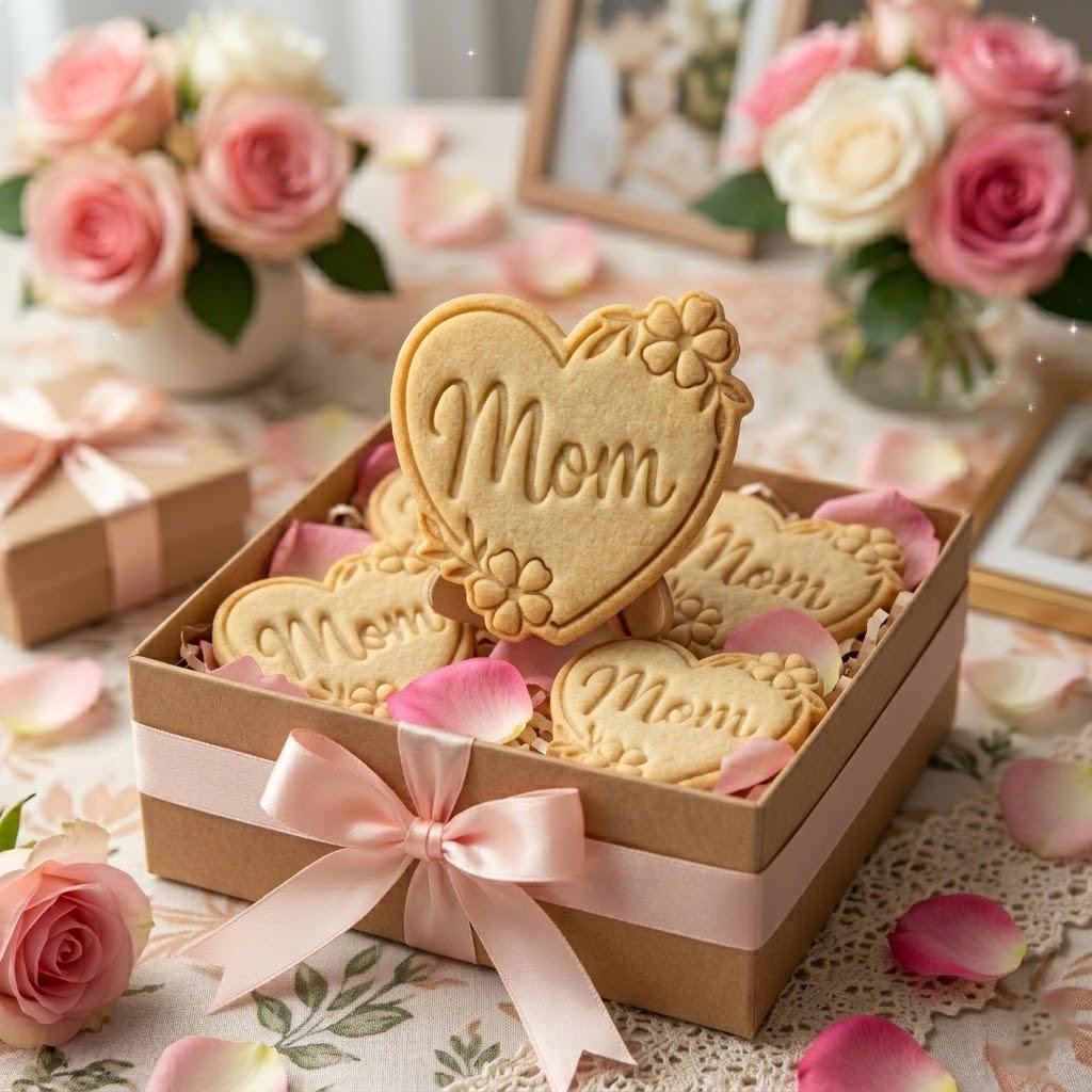 Custom Text Heart Flower Cookie Cutter Stamp, MAMA Cookie, Custom Mom, Fondant Cutter, Mother's Day Gifts, Grandma Cookie Cutter