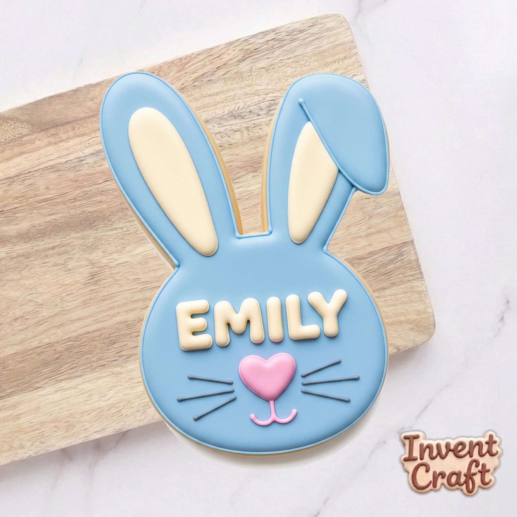 Custom Name Bunny Cookie Cutter, Personalized Easter Rabbit Face Stamp, Polymer Clay Cutter, Birthday Party Favor, Polyclay Tool, DIY Mold