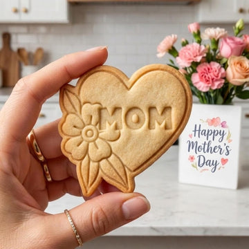 Mom Heart Cookie Cutter and Stamp, Mother's Day Cookie Stamp, Flower Cookie Cutter for Mama
