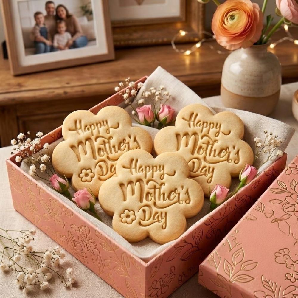 Happy Mother's Day Cookie Cutter and Stamp, Mother's Day Flower Cookie Stamp, Mom Cookie Cutter