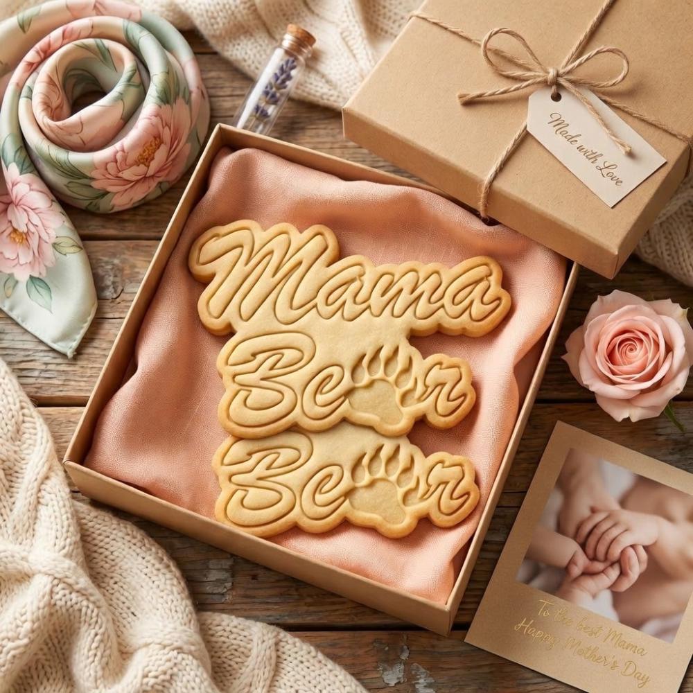 Mama Bear Cookie Cutter and Stamp, Mother's Day Cookie Stamp, Mom Cookie Cutter