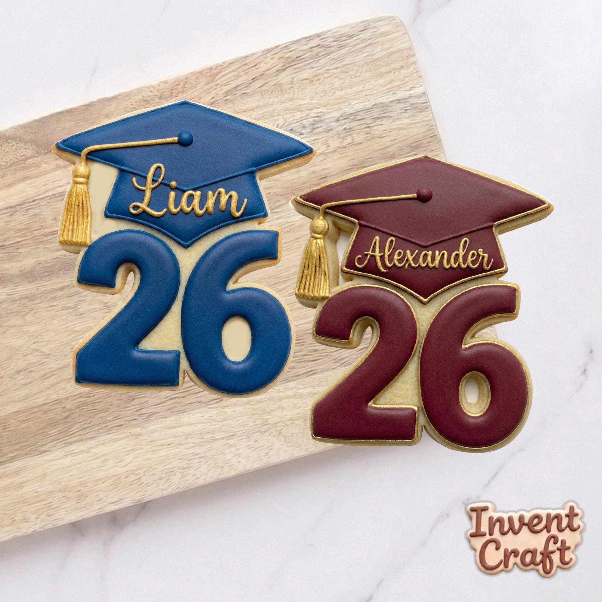 Custom Name Class of 2026 Cookie Cutter, Graduation Cap Number 26, Polymer Clay Cutter, Senior 2026 Gift, Personalized Grad Mold Tool