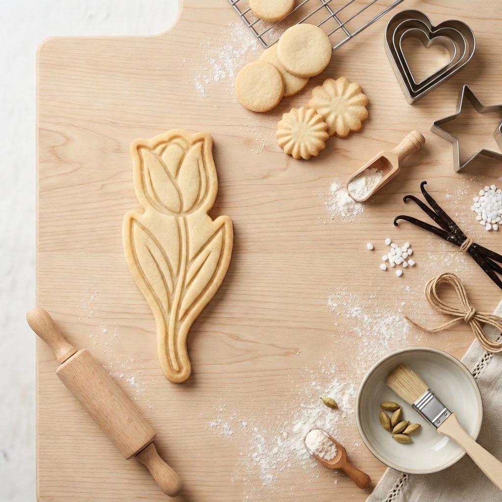 Tulip Flower Cookie Cutter and Stamp, Mother's Day Floral Cookie Cutter, Mom's Garden Spring Cookie Stamp