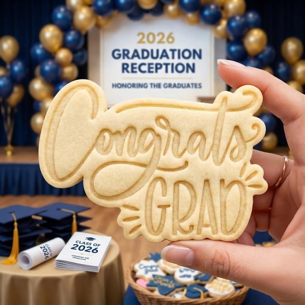 Congrats Grad Cookie Cutter & Stamp, Graduation 2026 Cookie Cutter, Class of 2026 Cookie Stamp