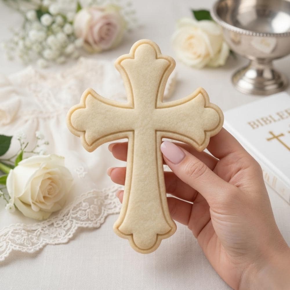 Cross Religious Cookie Cutter and Stamp, Baptism Cookie Cutter, Christening Cookie Stamp, First Holy Communion Cross Cutter