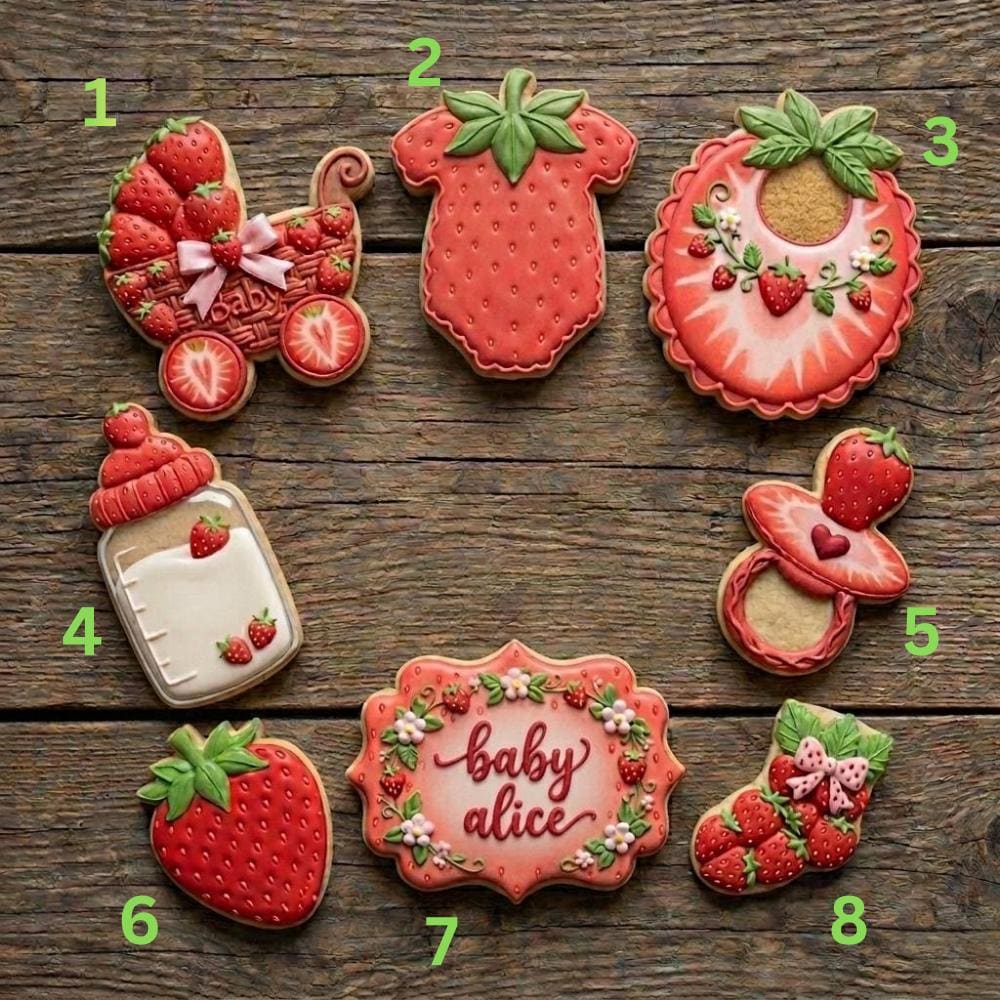 Strawberry Baby Shower Cookie Cutter Set, Baby Girl Birthday Strawberry Cookie Cutter, Newborn 1st Birthday Strawberry Cutter Set