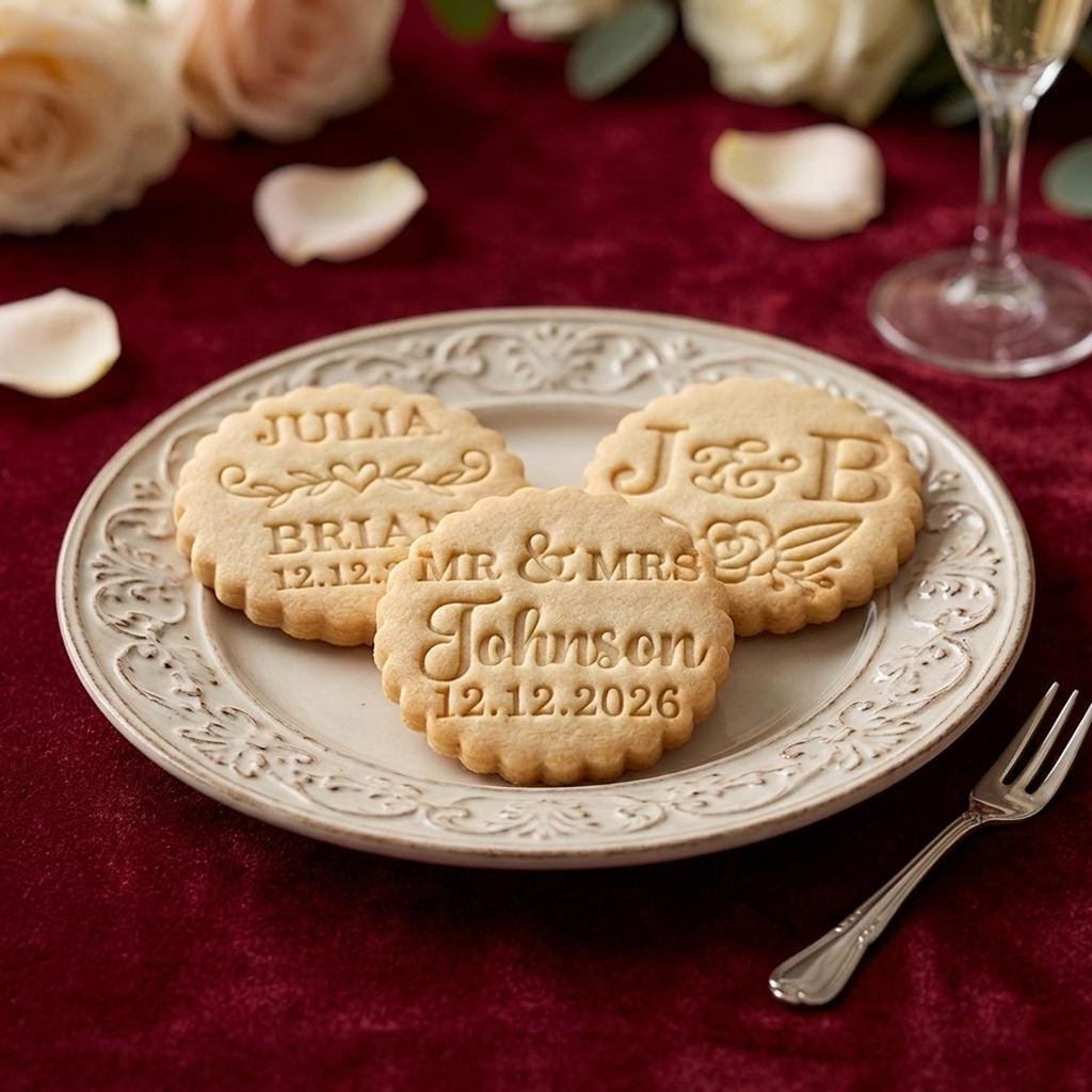 Custom Name Date Wedding Cookie Cutter Stamp Set, Personalized Fondant Cutter, Baking Tool, Cookie Stamp, Wedding Gifts, Baking Tool Wedding