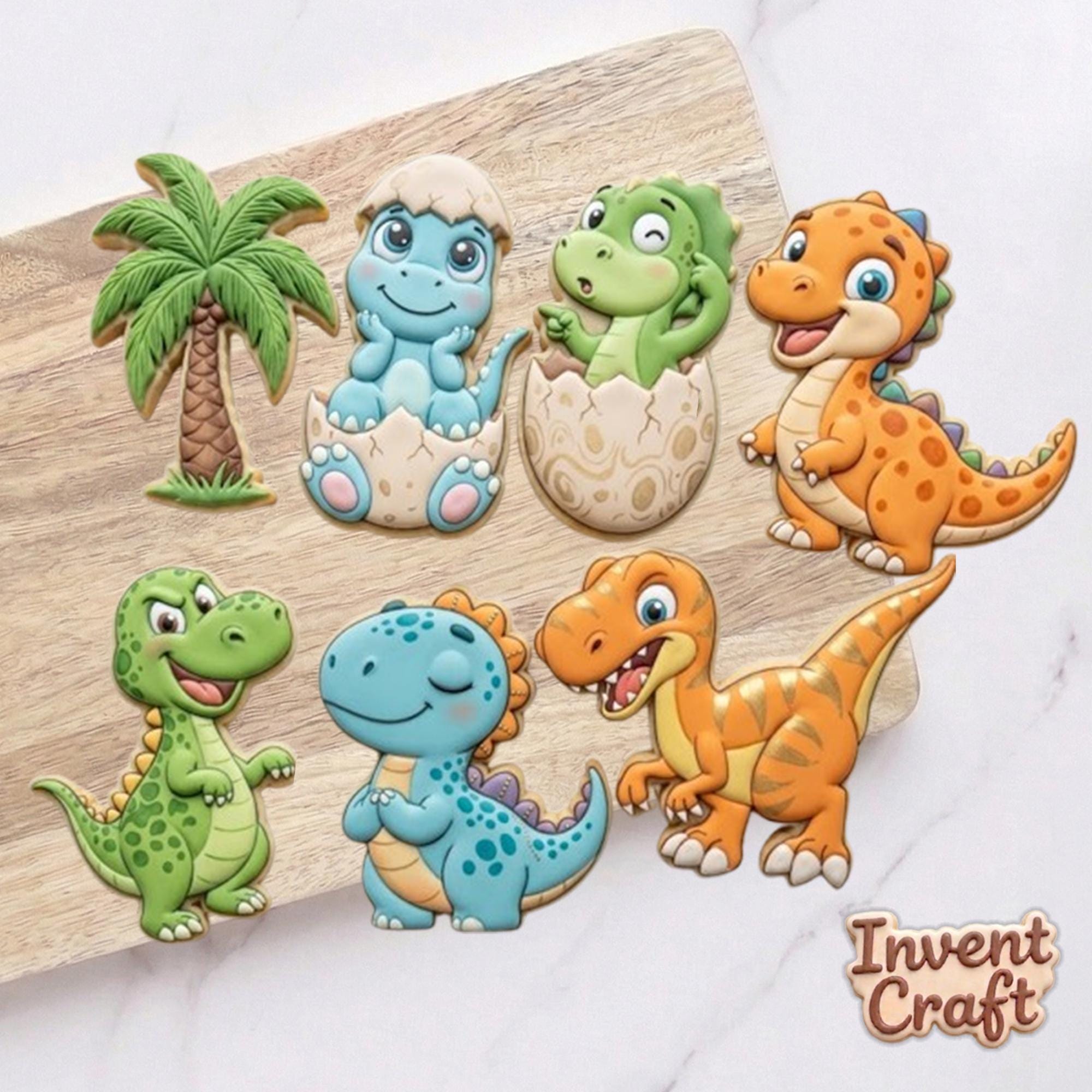 Cute Dinosaur Cookie Cutter Set, Kawaii Dino Cutters for Kids Parties, Baby Showers, Birthday Cookies, Birthday Gifts, Baby Dino Cutter