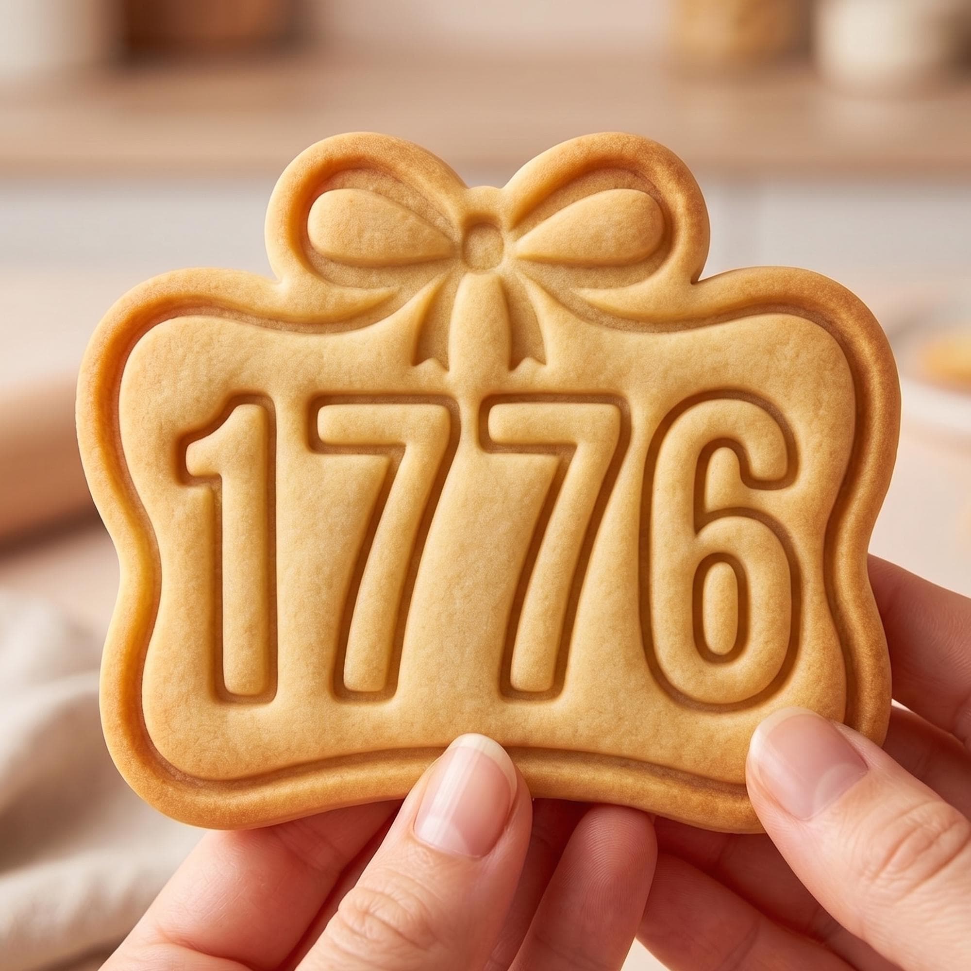 1776 Heritage Cookie Cutter, Independence Year Bow Stamp, Polymer Clay Cutter, Patriotic 4th of July Gift Mold, USA Plaque, Polyclay DIY