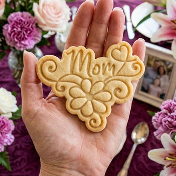 Mom With Heart Flower Cookie Cutter Stamp, MAMA Cookie, Custom Mom, Fondant Cutter, Mother's Day Gifts, Grandma Cookie Cutter, Mom Floral