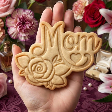 Mom With Heart Rose Cookie Cutter Stamp, MAMA Cookie, Custom Mom, Fondant Cutter, Mother's Day Gifts, Grandma Cookie Cutter, Mom Rose