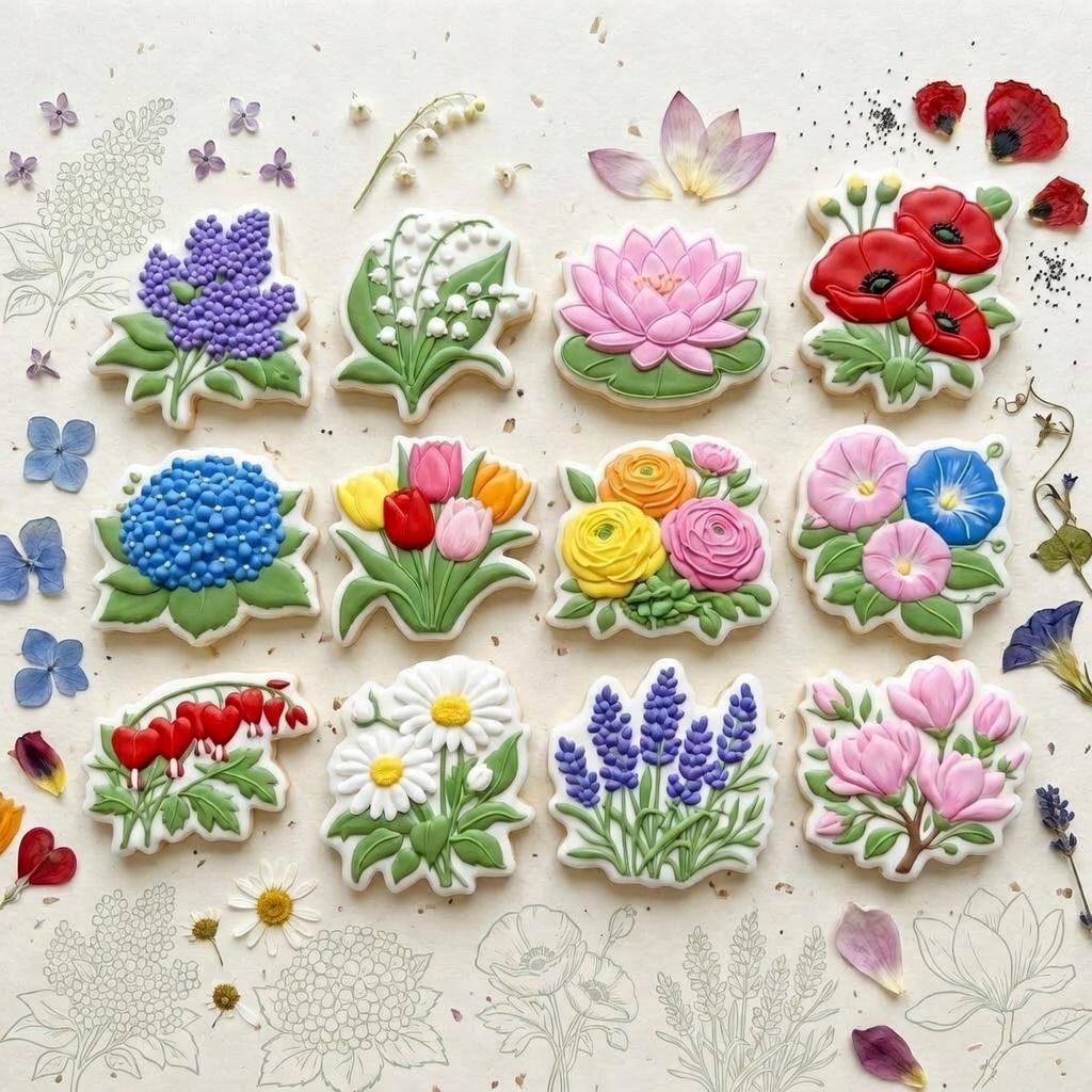 Wildflower Mother's Day Cookie Cutter Set, Mom's Garden Spring Cookie Cutter, Floral Bouquet Cutter