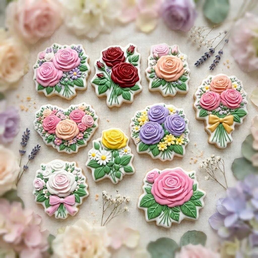 Rose Flower Bouquet Cookie Cutter Set, Mother's Day Cookie Cutter, Spring Mama Garden Cookie Cutter