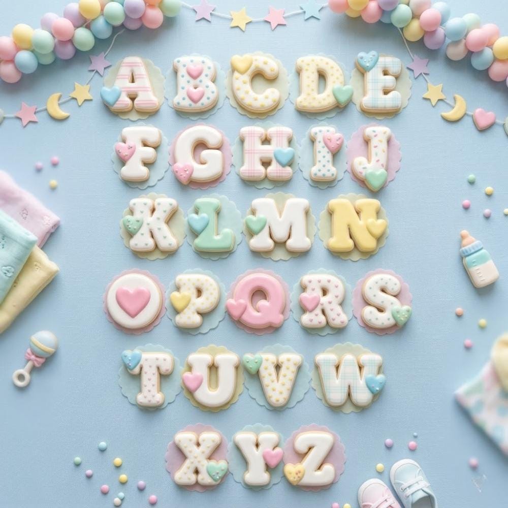Letter Heart Alphabet Cookie Cutter and Stamp Set, ABC Letter Baby Shower Cookie Cutter Set, Baby Birthday Cookie Stamp Set