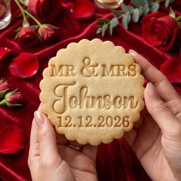 Custom Mr & Mrs Date Wedding Cookie Cutter Stamp Set, Personalized Fondant Cutter, Baking Tool, Name Date Cookie Stamp, Wedding Gifts