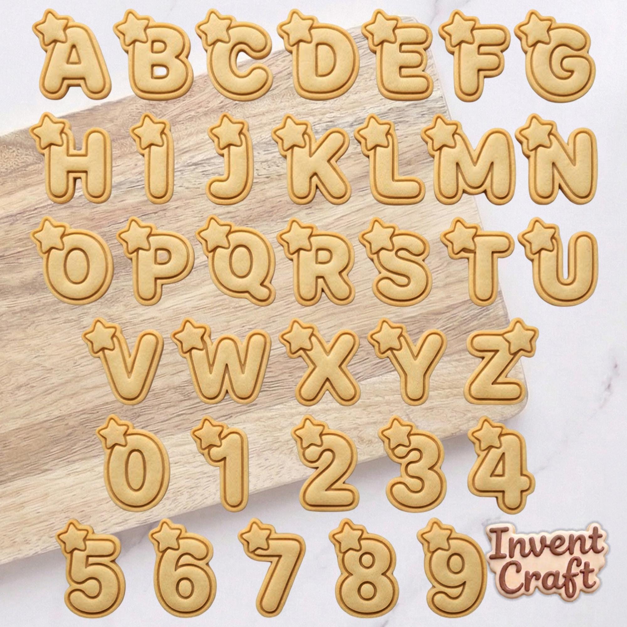 Full Alphabet Number With Star Cookie Cutter Stamp Set, Baby Gift, Baby Shower Cookie Cutters, Custom Cookie Cutter Stamp, Birthday Baking