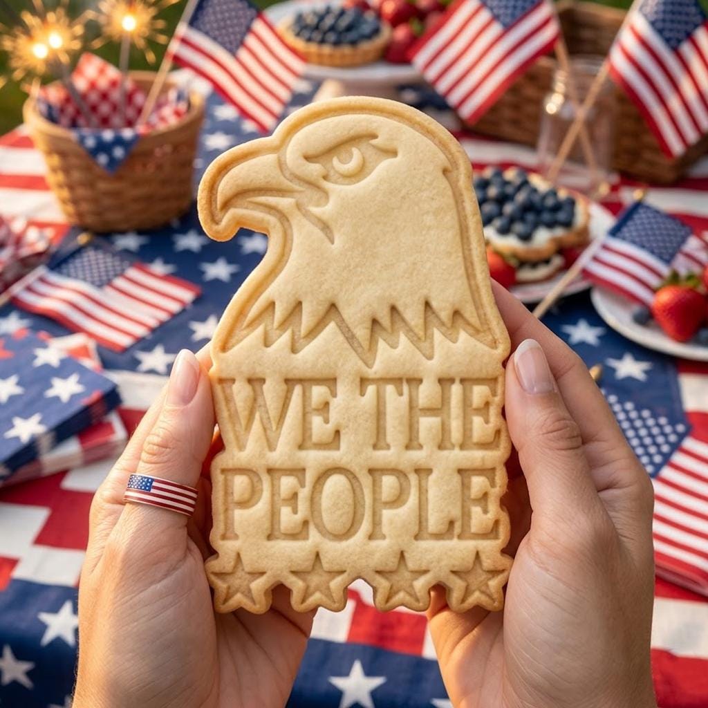 We The People With Bird America 250 Cookie Cutter Stamp, Independence Day Gift, Patriotic Baking, 250 Years of Freedom, Fondant Cutter